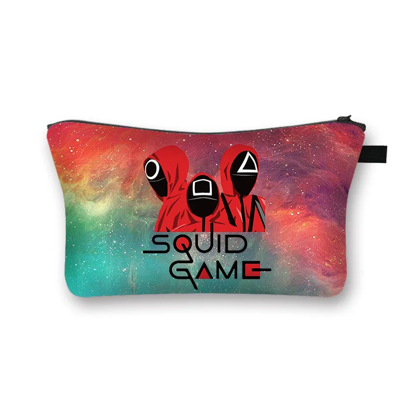 

2021 Squid Game Character Printed Plain Makeup Bag Canvas Cosmetic Bag Small Makeup Pouch Storage Bag Organize Handbag