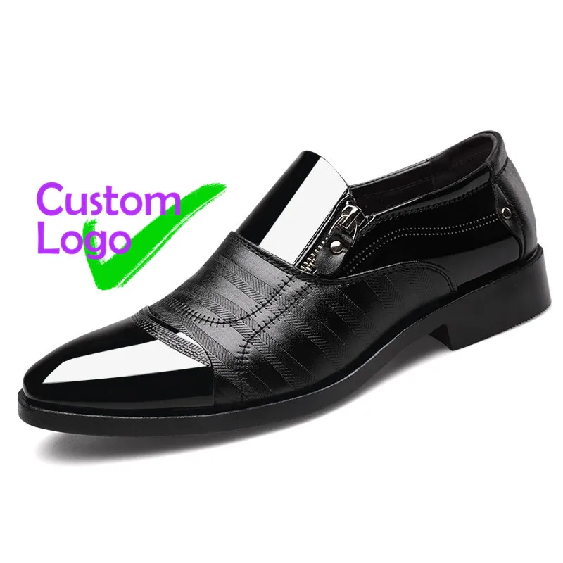 

Without laces Italian Leather Shoes For Men Patent Grandes Pointures Leather Shoes For Men Side Zipper Elegantes Nouveau Design