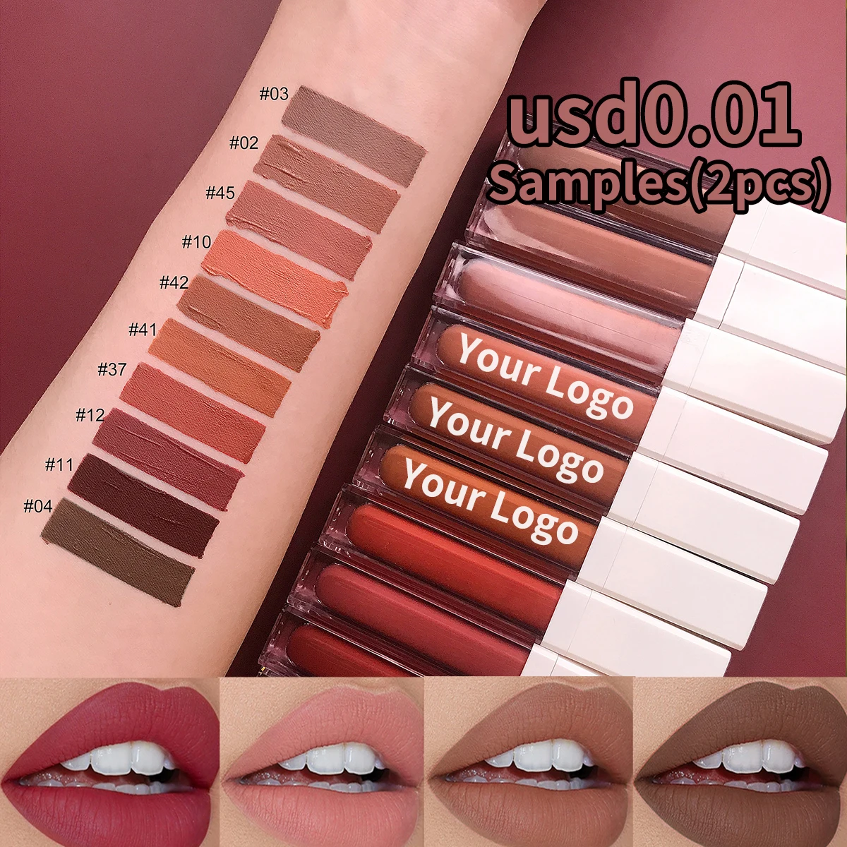 

wholesale women private label fashions custom logo vegan 43 colors high pigment cosmetics waterproof matte liquid lipstick