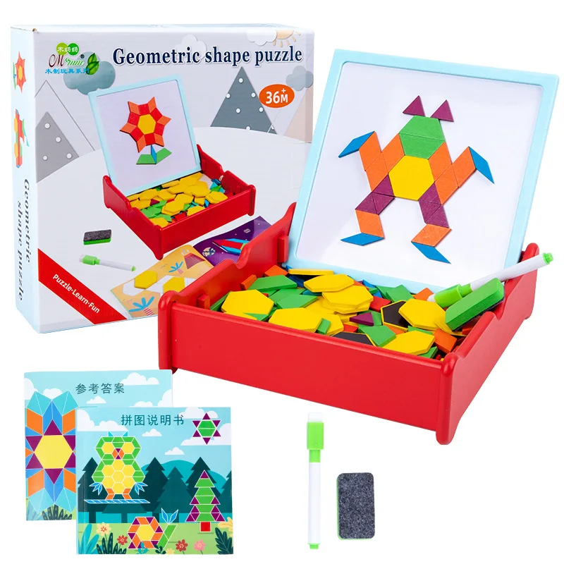 

CL348 196pcs Montessori Educational Children Building Block Puzzle Toy Brain Teasers Toy Jigsaw Wooden Blocks Puzzle