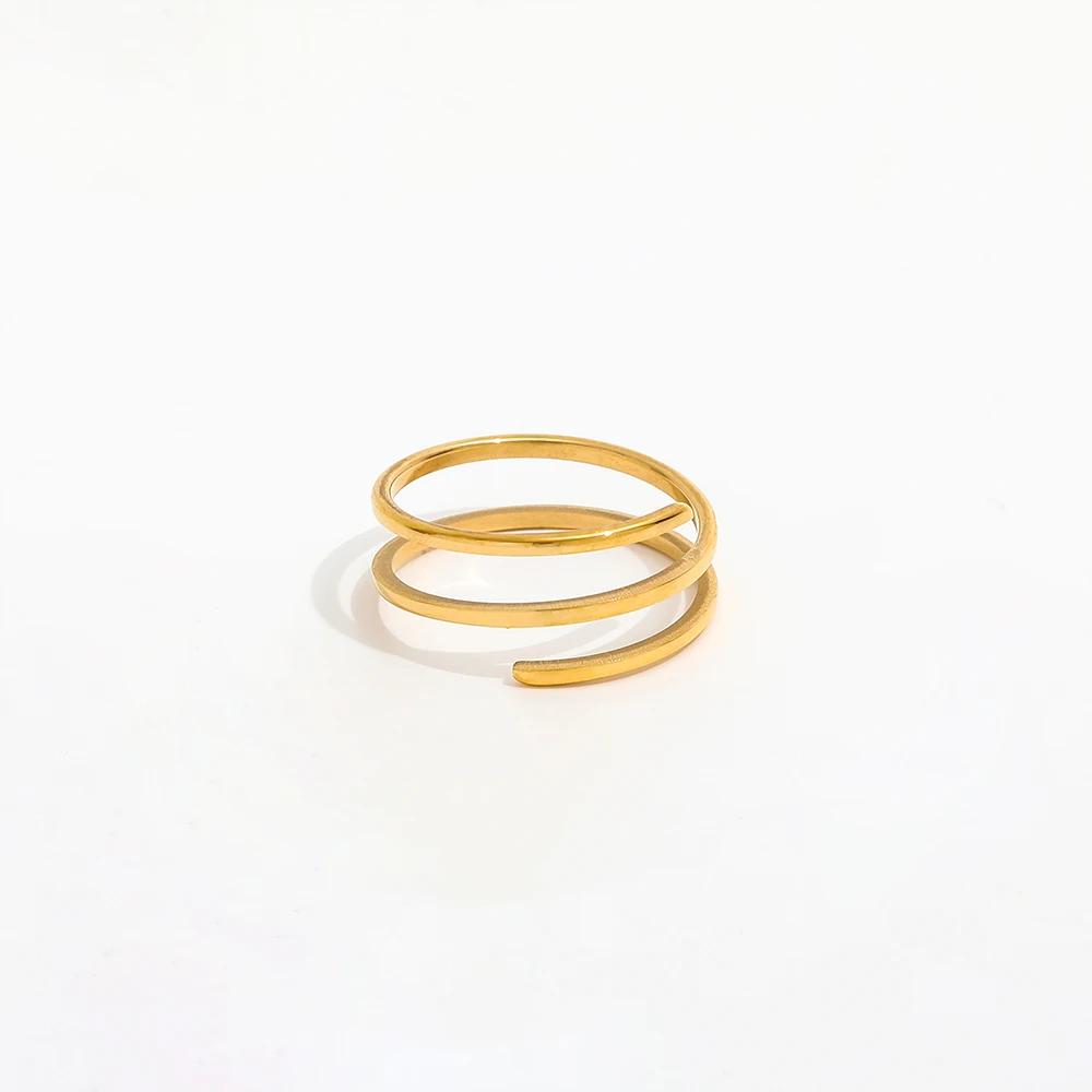 High End 18K PVD Gold Plated Spiral Stainless Steel Band Rings for Women New Trendy Stainless Steel Jewelry Wholesale