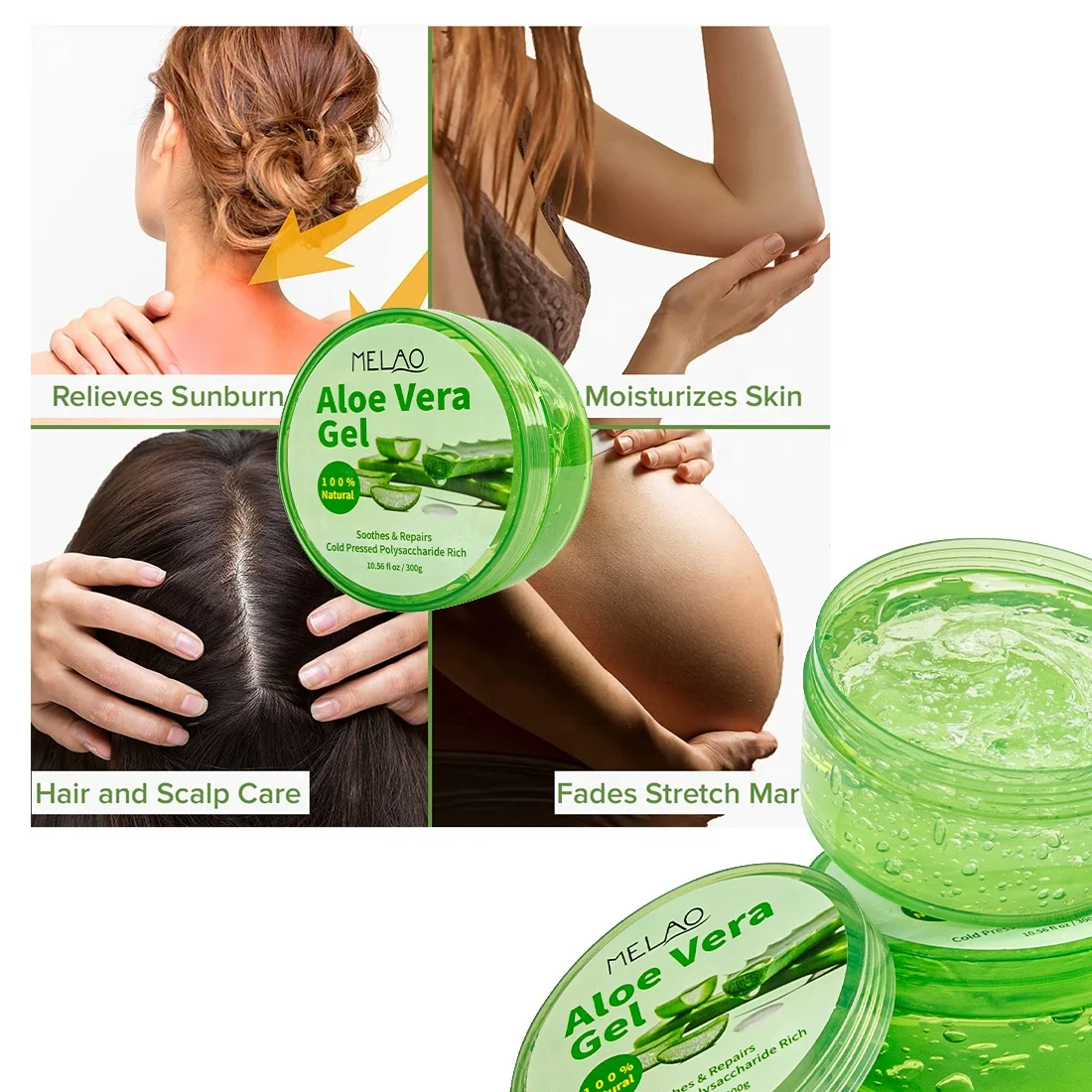 

Top quality melao after sun 100% pure natural organic aloe vera gel bio for body skin whitening & soothing
