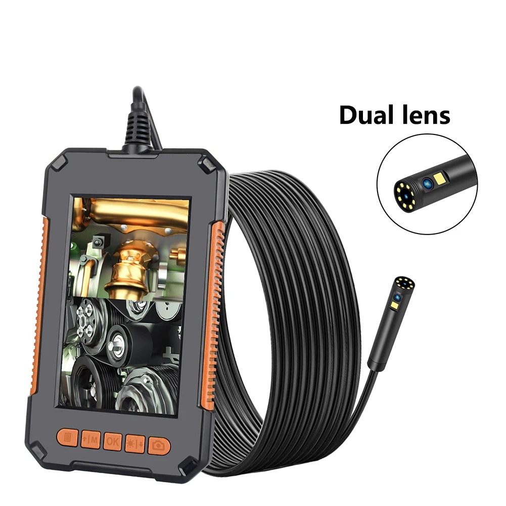 

1080P HD dual-lens pipeline endoscope camera 4.3 inch screen industrial car inspection and maintenance camera with 8LED lights