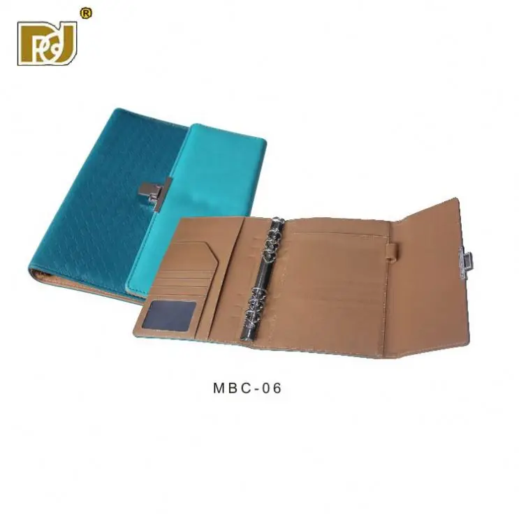 

Leather document file folder with card holder