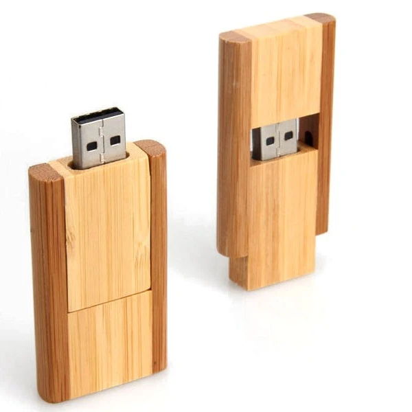 

Gift Bamboo Wood Box Pendrive Swivel Flash Memory USB Stick Wooden Flash Drive With Logo