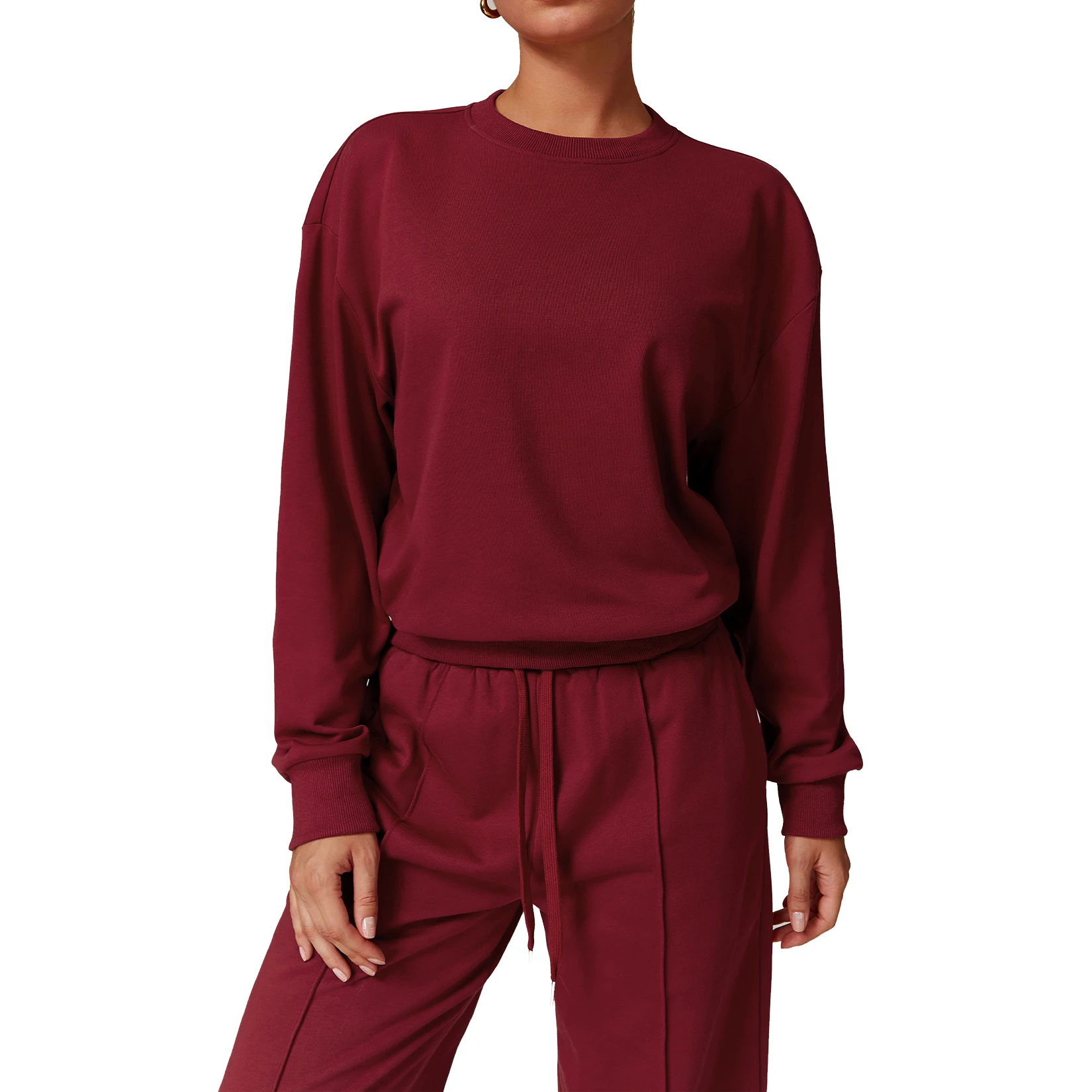 Women's Winter Sports Bodysuit Jumpsuit Set Comfortable Fitness Flare Pants with Soft Drawstring Sweater Thermal Sports Clothing