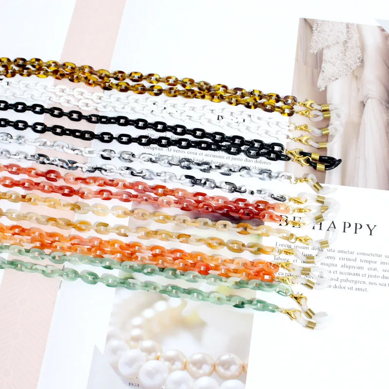 

6*8 mm Acrylic Sunglasses Cords Retro Resin Eyeglasses Strap Face Masking Rope For Women, As pic