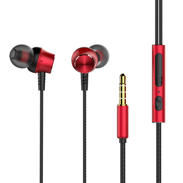 

Wholesale Wire Control Mobile Phone Computer Universal Super Bass OEM Earphones, Black silver red