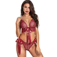 

Red lace princess satin bowknot fine lingerie
