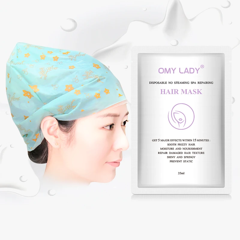

omy lady 2020 new arrival disposable self heat wear on hat type hair mask for silky and flowing hair, Mint green