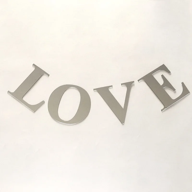 

English letters Acrylic Mirror 3D DIY wall stickers home Modern personality Home English Sticker Innovative letter customization, Silver