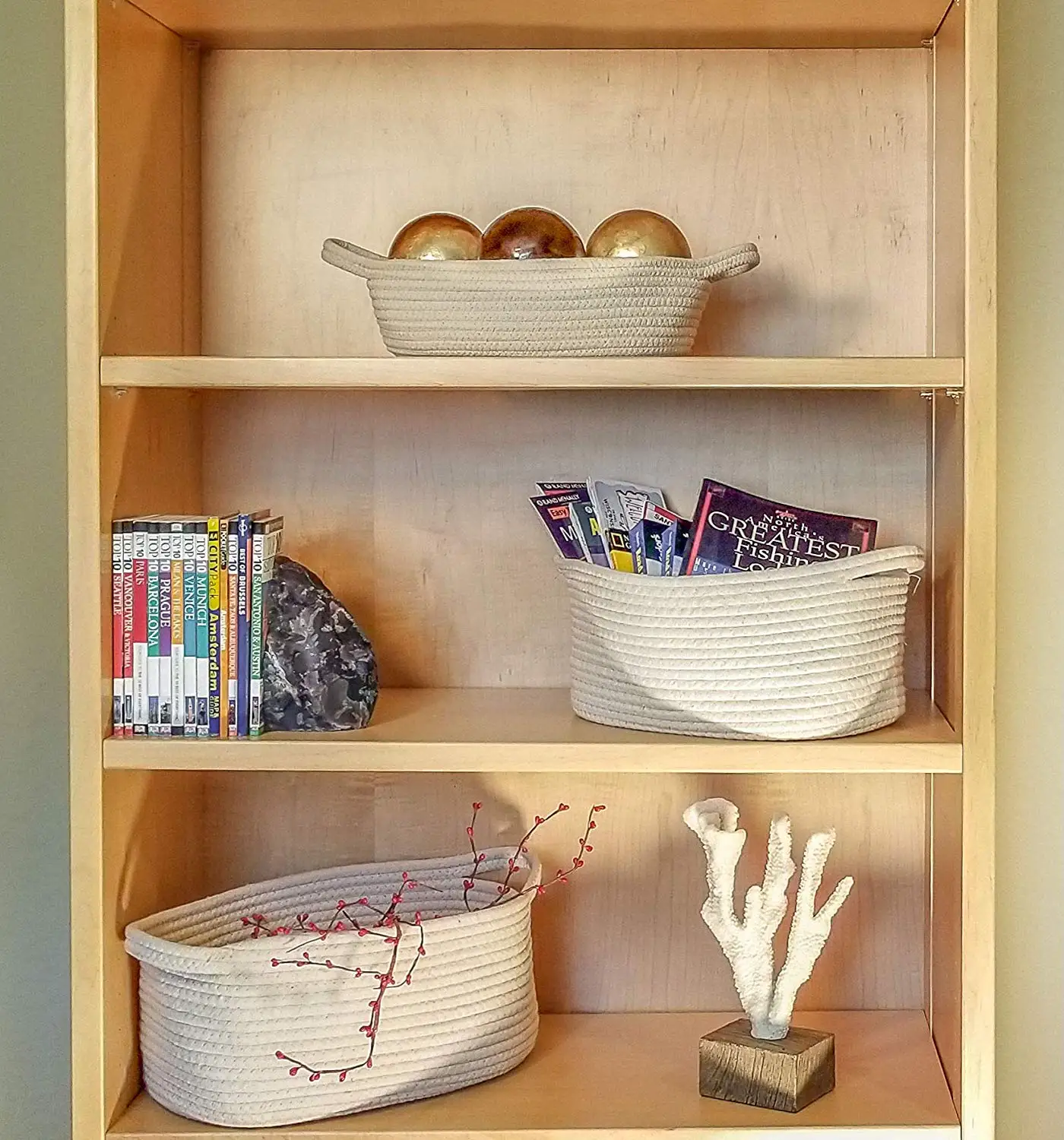 Cesta Blanca peque/ña Organizador para la lavander/ía de la guarder/ía Juguete para ni/ños Cesta Tejida Cesta de Cuerda de algod/ón Juego de 4 cestas de Almacenamiento