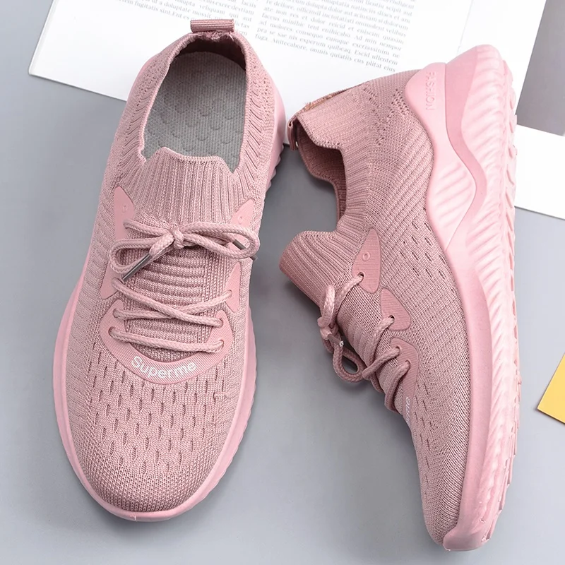 

Women athletic walking tennis slip on breathable woman house shoes sneakers women 2020 zapatos para mujer, Black, pink,red