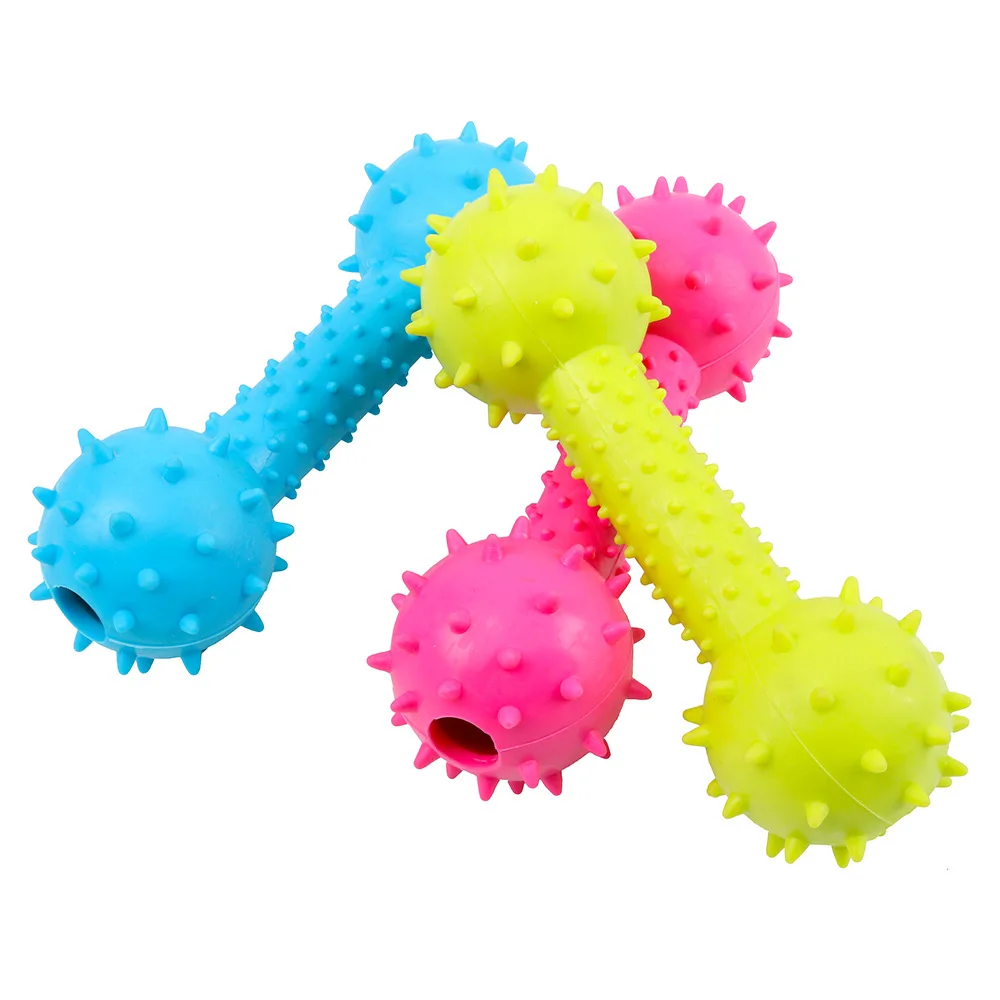 

Wholesale TPR Pet Toy Rubber Bite Resistant Bone Barbell Molar Interactive Dog Chew latex Toy