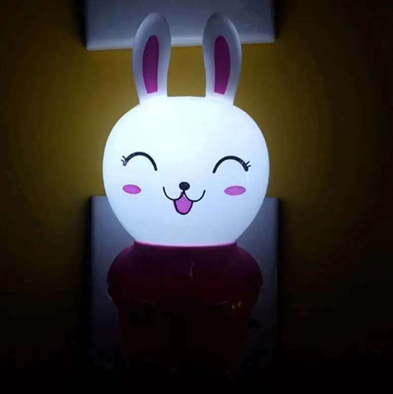 hot sale OEM W123 Happy smile rabbit lamp switch plug in led night light For Baby Bedroom wall decoration