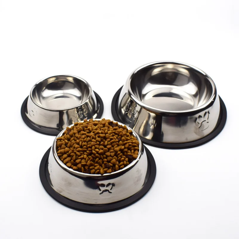 

High Quality Supplies Travel Dog And Cat Portable Amazon Top Seller Stainless Steel Round Water Food Feed Dog Feeder Pet Bowl