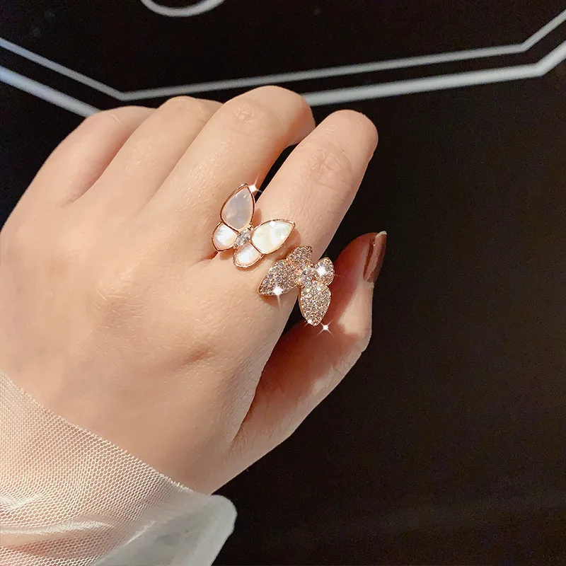 

2022 Discover Weekly Spotify 925 Sterling Silver New Jewelry Peal Butterfly Ring Light Luxury Mother-Of-Pearl Open Ring, 2 colors