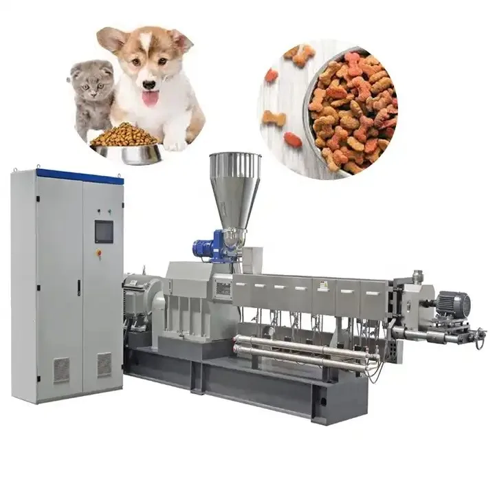 PLC Control Industry Twin Screw Dry Animal Pet Dog Food Pellet Making Machine Machines Pet Food Production Line
