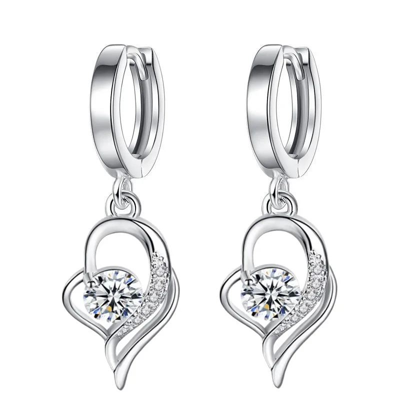 

S925 sterling silver love zircon heart has you sterling silver earrings female earrings temperament super fairy earrings