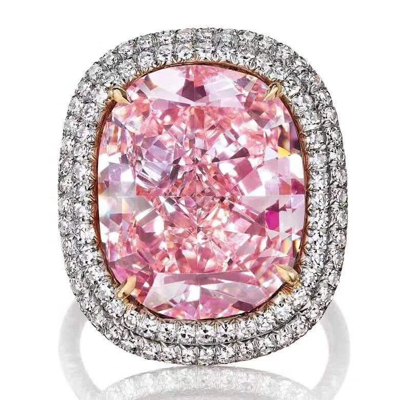 

Fashion Pink Ring Silver Color CZ Stone Engagement Wedding Men Rings Party Jewelry Gift Punk Statement Hombre Jewelry