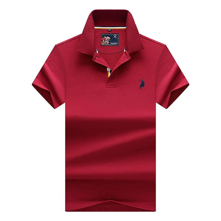 

Natural cotton Pearl Cotton Embroidered turn down collar Polo Shirt for men
