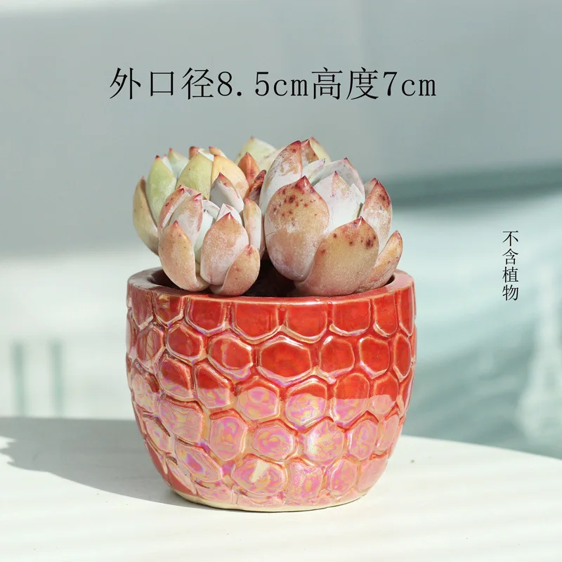 

custom pearl glaze indoor outdoor small decorative tabletop cactus succulent ceramic flower plant bonsai pots planters, As picture