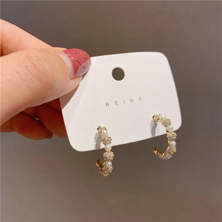 

2021 fashion trendy rhinestone women earrings hoops
