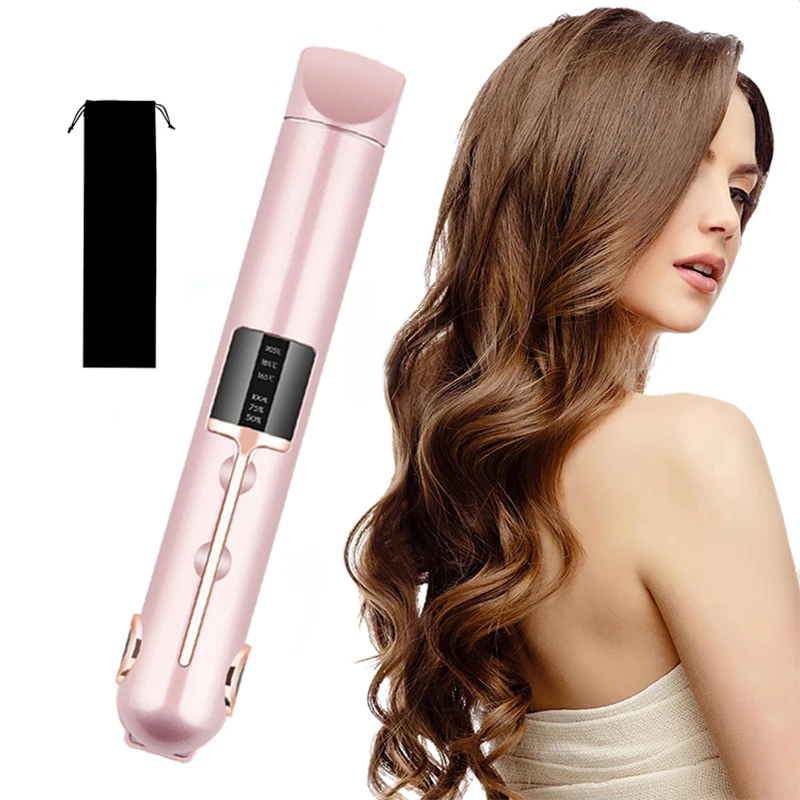 

Wireless Rechargeable USB curling Mini cordless travel curler private label flat iron hair straightener comb straightening brush, White/rose gold/black or oem
