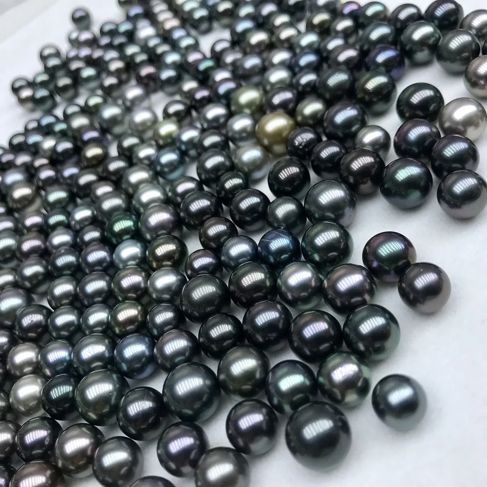 

wholesales DIY BEADS,8-11 mm good quality AA+ round nature loose tahitian pearl with half,OR no hole,black color