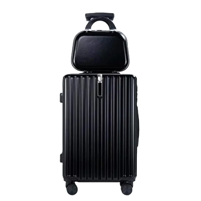 

2023 New Candy Color Luggage Classical Stripe Boarding Bags Women Valise fashion Travel Trolley Suitcase with Metal Buckle