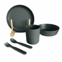 

5PCs Eco Friendly Biodegradable Tableware Bamboo Fiber Kitchen Plate Set Kids Dinner Set Dinnerware