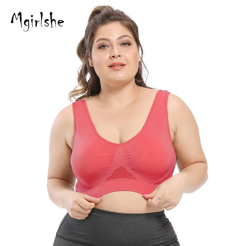 

Mgirlshe Ladies High Quality Bra White Pink Sports Bra Plus Size Seamless Bra For Women, Custom color