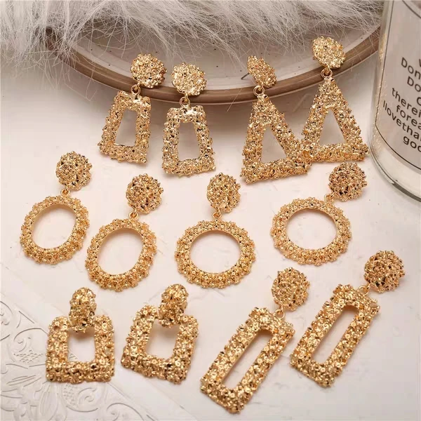

Luxury geometric statement 18k gold plated drop earrings women jewelry
