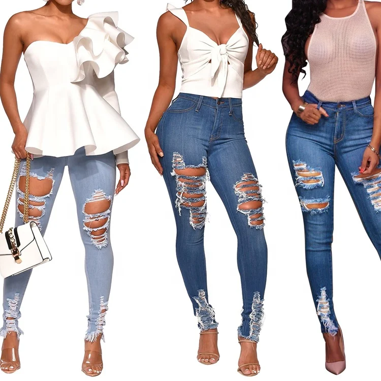 

Good quality fashion slimming blue jean trousers for womens
