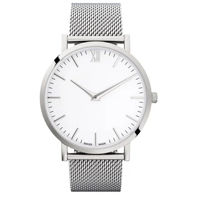 

Clear Simple Stainless Steel Chain Big Round Gold Roman Numerals Quartz Watches For Men And Women Montre Unisexe, 16 colors