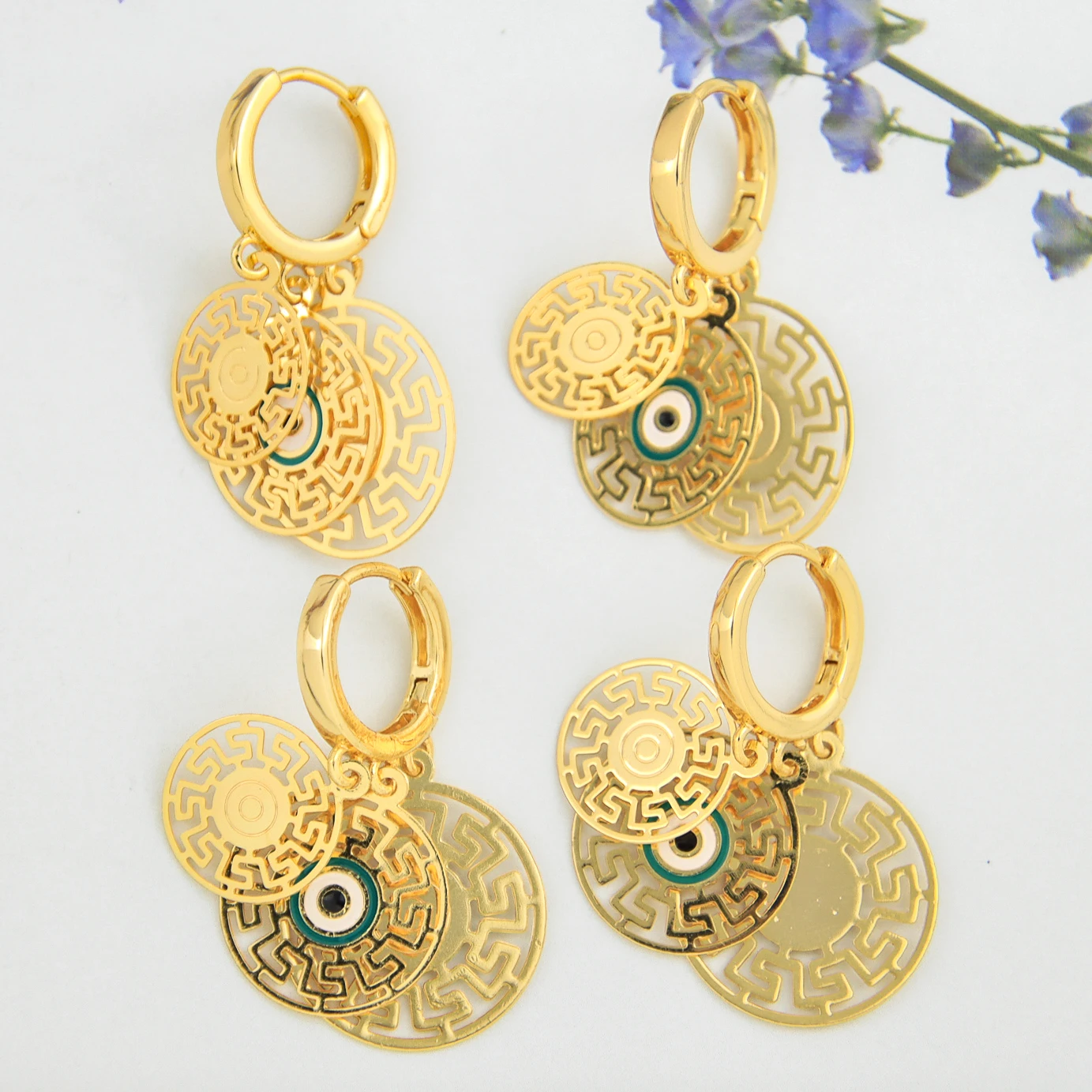 

New Trendy Hollow Out Eye Drop Earrings Women's 18k Huggie Earrings Gold Plated