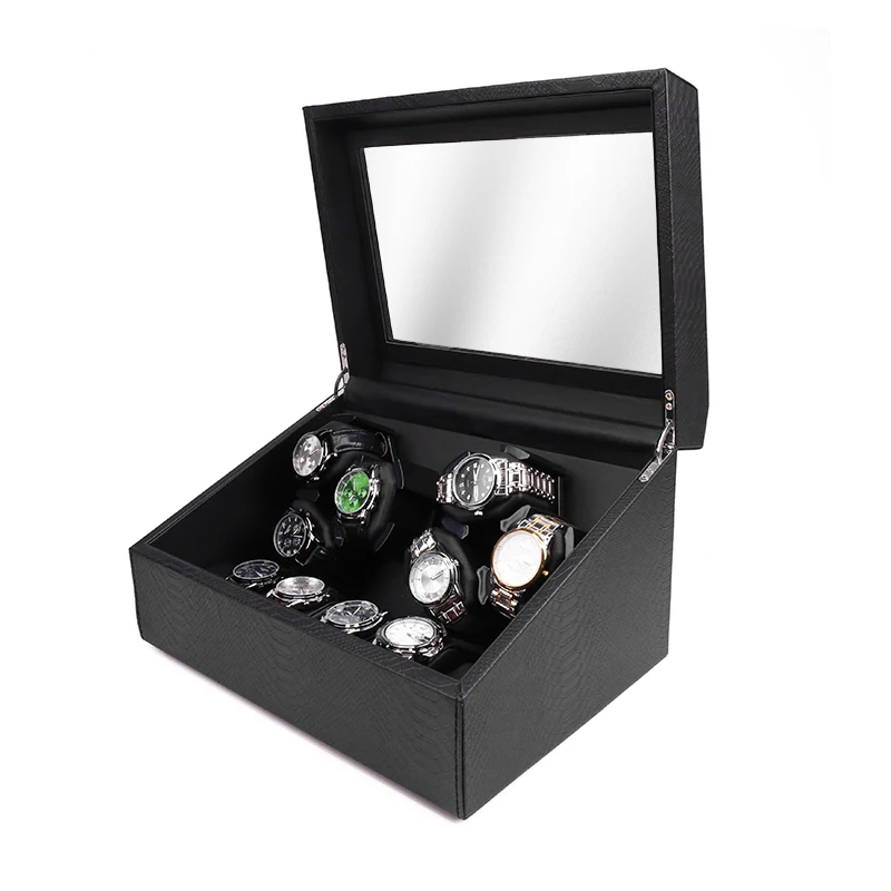 

New Design Large Capacity Motor Watch Winder Box with Soft Pillow Glasses Window