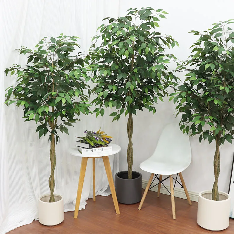 Wholesale Evergreen  Leaves Contemporary All-Season Indoor Decoration Banyan Bonsai Plant Artificial Ficus Tree