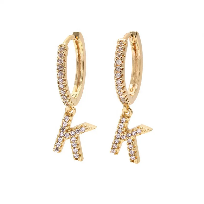 

The best selling AZ initial hoop earrings 24K gold-plated alphabet letters jewelry hoop earrings women, Picture shows