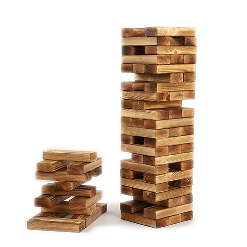 
WAFFLE GAMES Classic Burned Giant Tumbling Tower wood block stacking game - 66PCS 