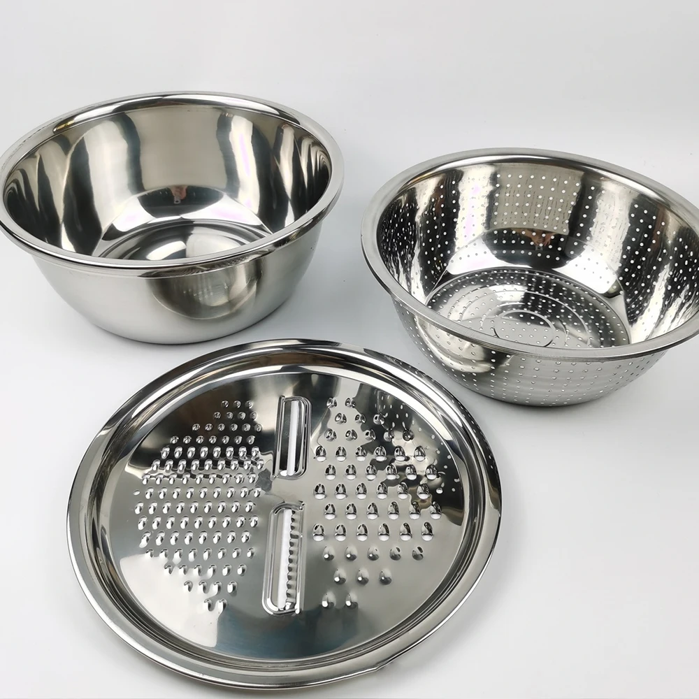 

Multifunctional Stainless Steel Basin Safe Slicer Chopper Drain Solid Basin With Filter/Grater/Bowl Vegetable Tool, Silver