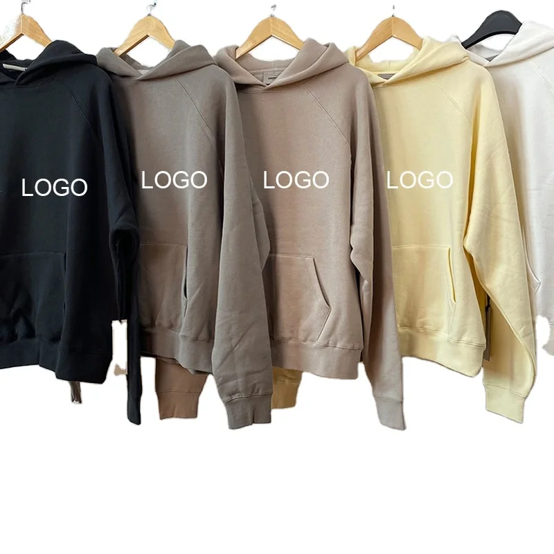 No String Plain Lightweight French Terry Men Heavy Cotton Fleece Oversized Custom Heavyweight Blank Hoodie