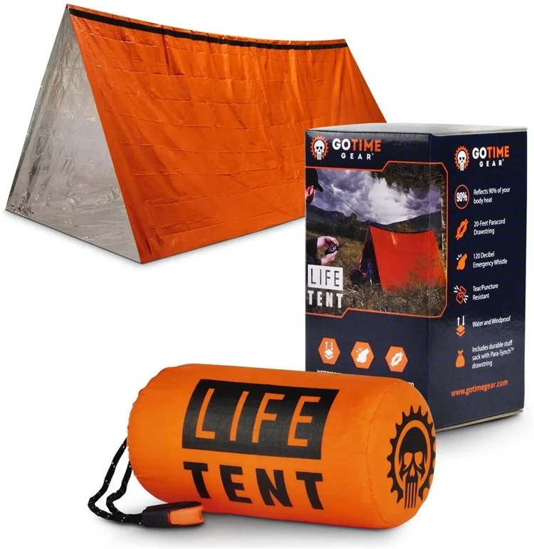 

Wholesale Orange Emergency Survival Shelter 2 Person Emergency Tent for Camping Hiking, Orange+silver
