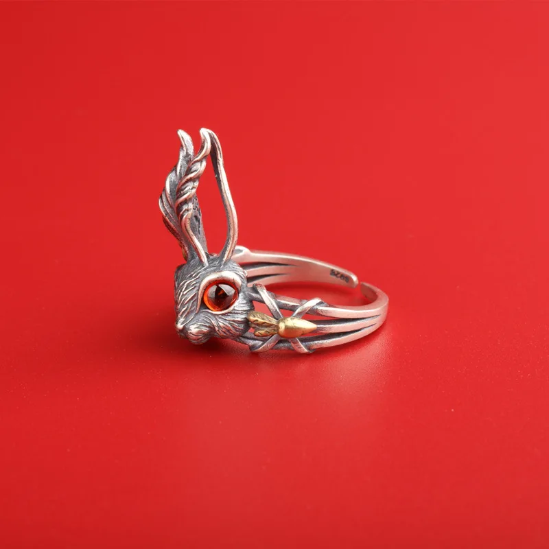 

ins hot sale rings anillos para hombres de oro 925 silver animal adjustable moissanite ring diamond stone evil eye gold rings