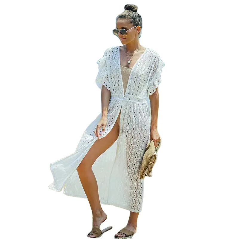 

2022 New Lace Beach Cover Up Sexy Beachwear Women Swimwear Bikini Cover Up Beach Dress