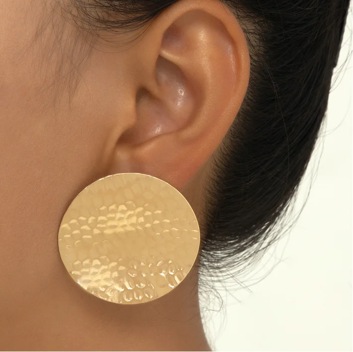 

Round Shaped Golden Earrings Simple Metal Vintage Earrings For Women Fashion Jewelry Girls Earring