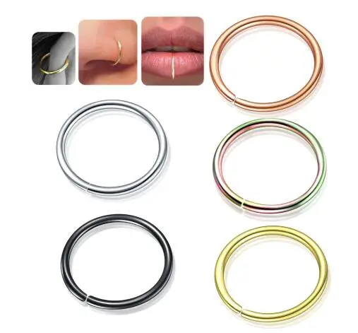 

1PC Fashion Steel Seamless Hinged Nose Hoop Ring Septum Clicker Ear Cartilage Tragus Helix Piercing Charming Body Jewelry 20g