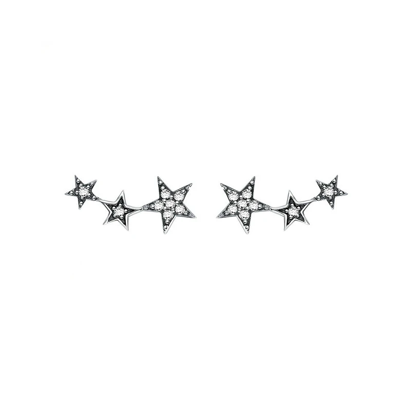 

Fukarni 0.8 Gram Wholesale Luxury Diamond Stars 925 Sterling Silver Gift Stud Earrings for Women FKE015