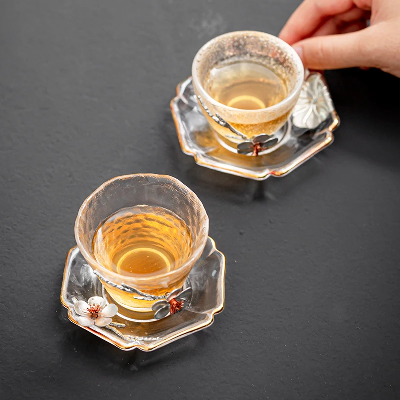 

Insulation And Anti-scalding Drink Coaster Coffee Cup Saucer Black Tea Flower Tea Cup Coaster, Transparent color