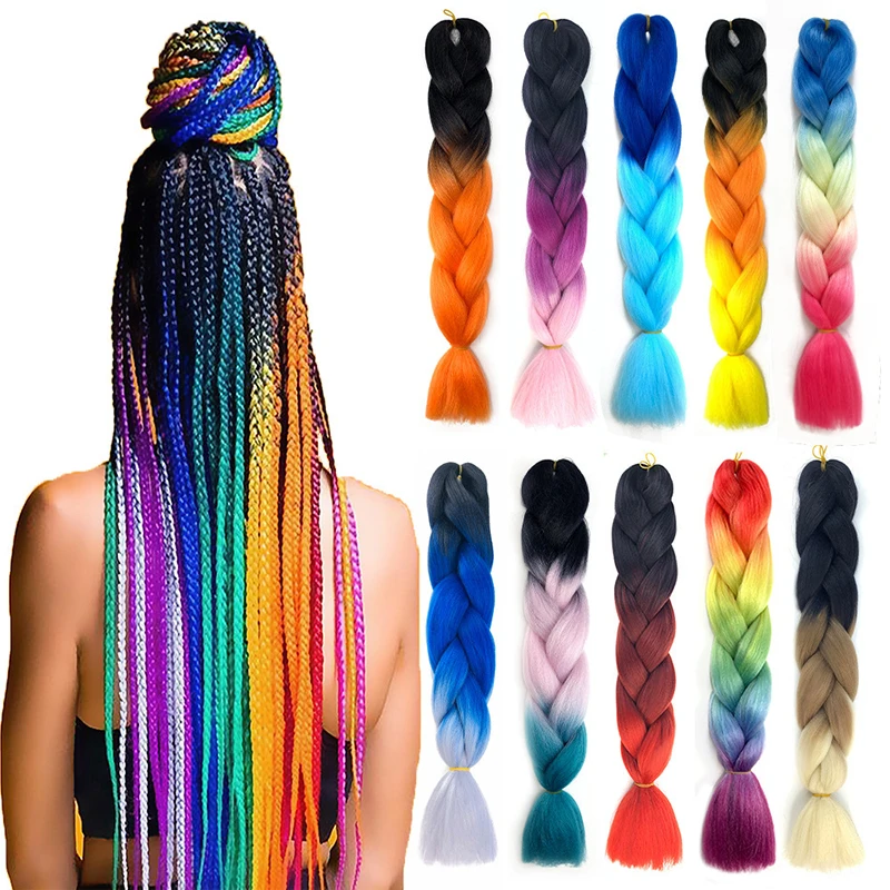 

82 inch Yaki Texture Ombre Color Crochet Twist Synthetic Braiding Hair Pre Stretch Jumbo Hair Braid